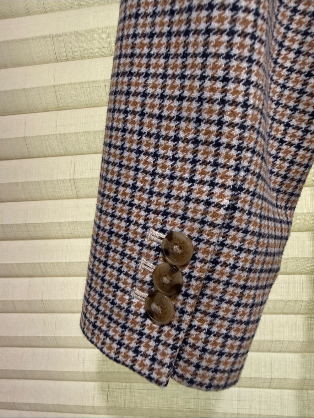 J. Crew Women's Tan & Navy Plaid Blazer - Picture 6 of 9